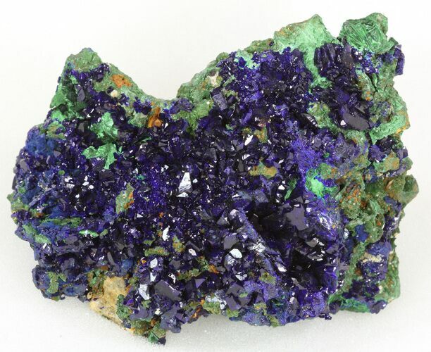 Azurite Crystal Cluster with Fibrous Malachite - Laos #50775